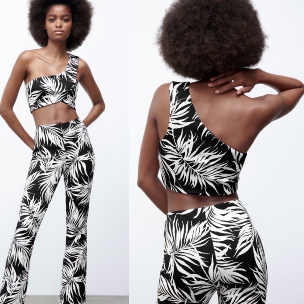 Zara Asymmetric Jacquard Crop Top